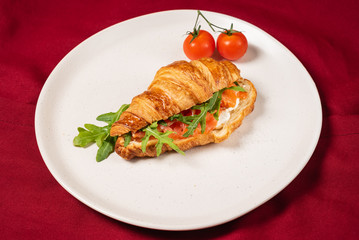 croissant with smoked salmon and cream cheese