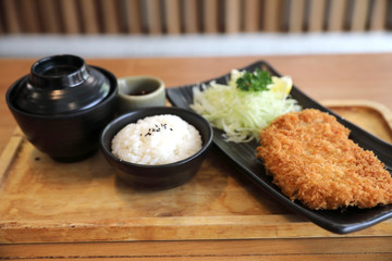 Japanese deep fried pork cutlet with rice , Japanese food
