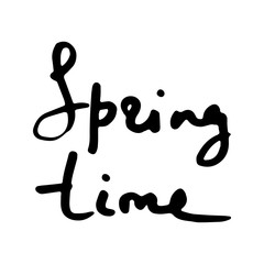 Hand sketched logo, badge typography icon. Lettering spring season for greeting card, invitation symbol. Retro, vintage lettering banner, poster, print, tag