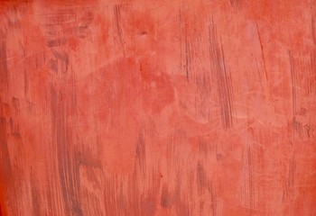Abstract Red Paint Strokes on Metal Wall