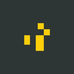 yellow abstract tile shaped t letter icon logo
