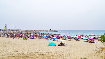 Playa y paseo de Roda de Bara, Tarragona, Catalunya, España, Europa