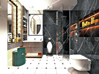 3d render of modern bathroom interior.