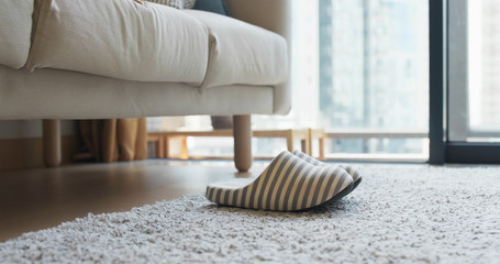 Soft slipper on the carpet