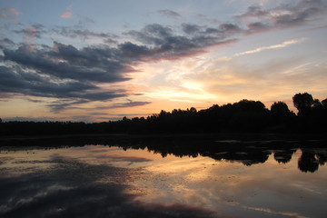 Beautiful cloudscape at a lake in Germany.