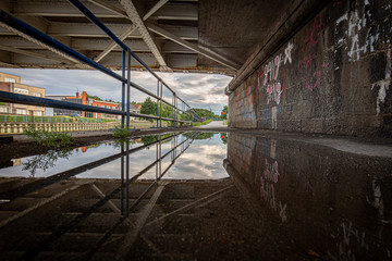 under the Menen bridge over the Leie, Menen, Belgium