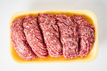 beef minced meat on the white