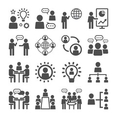 set of business people icons, meeting, team, structure, communication, member, group, idea