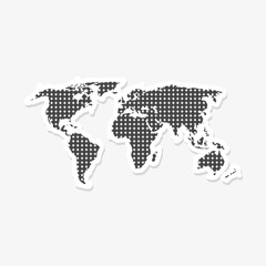 World map sticker, isolated on white background