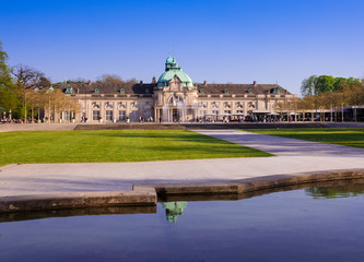 Fototapeta premium The spa house (Imperial Palace) at the highest point in the spa park of Bad Oeynhausen. Weser Hills, East Westphalia, North Rhine-Westphalia, Germany, Europe