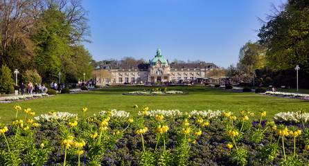 The spa house (Imperial Palace) at the highest point in the spa park of Bad Oeynhausen. Weser...