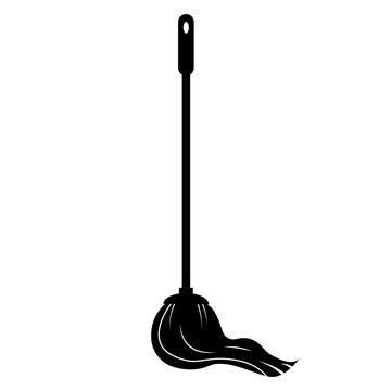 recommend clip art: Vector design of mop and stick icon, logo isolated on white background
