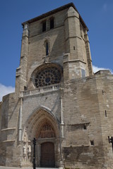 Fototapeta na wymiar Beautiful Parish of San Esteban of Gothic Style Dated in the 13th Century in Burgos. August 28, 2013. Burgos, Castilla Leon, Spain. Vacation Nature Street Photography.