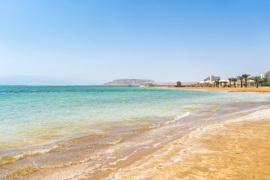 The Dead Sea located in Israel where people to go to swim, float, vacation, and relax in the sun while enjoying its healing properties.