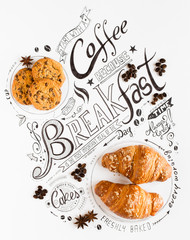 Hand Drawn Breakfast Lettering Typography