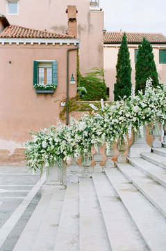Overgrown green + White Wedding Ceremony Arbor Flowers