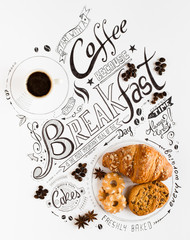 Hand Drawn Breakfast Lettering Typography