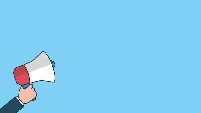 hand with megaphone marketing animation