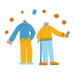 Group of old people isolated. Vector illustration.
