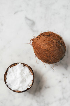 Coconut oil on marble background