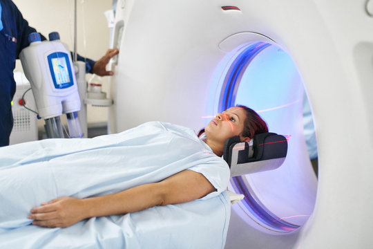 Young woman having an MRI exam