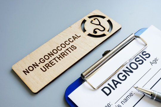 Non-gonococcal or nongonococcal urethritis NGU diagnosis on plate.