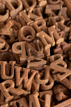 A pile of wooden letters