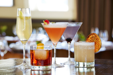Artisan cocktails and mixed drinks at restaurant