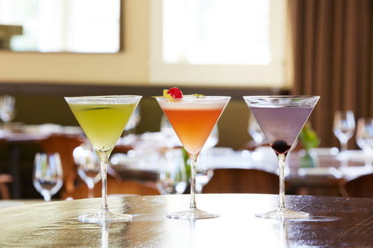 Three martini drinks in a row