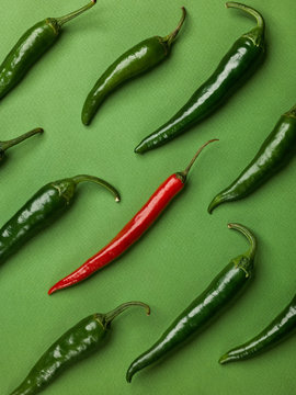 Background with green and red peppers