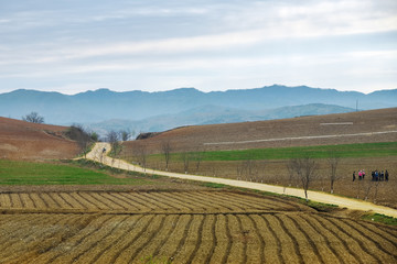Fototapeta na wymiar North Korea countryside landscape