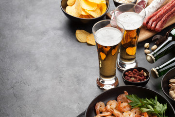 Draft beer and snacks