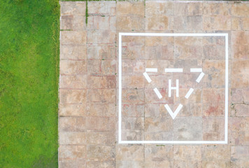 Aerial view of a helipad