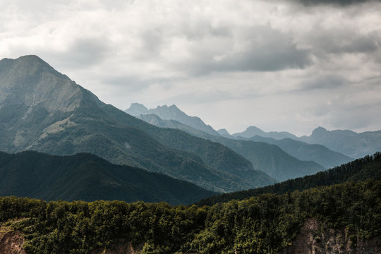 View of the mountain peaks