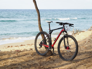 Fototapeta premium Bicycle on the shores of the Atlantic Ocean.