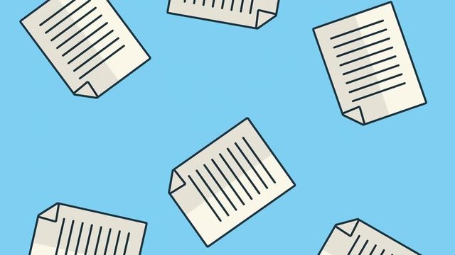 paper documents files rain animation