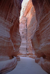 The Siq leading to the lost city of Petra in Jordan
