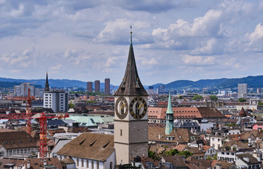 High View Of Cityscape Against Cloudy Sky