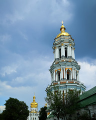 Fototapeta na wymiar Bell tower Kiev Pechersk Lavra and Cathedral of the Dormition. Kyiv, Ukraine.