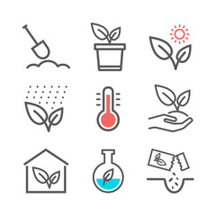 Growing plants line icon. Vector signs for web graphics