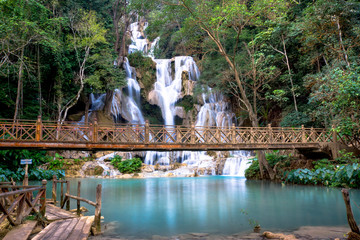 The Kuang Si waterwall in Laos