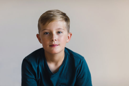 portrait of a confident preteen boy