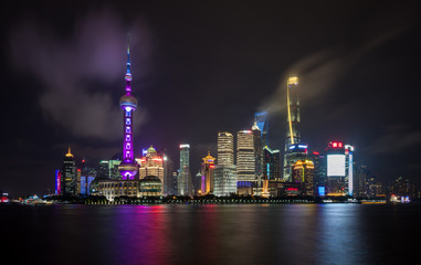 shanghai skyline at night