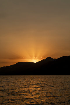 Beautiful sunset behind the mountain