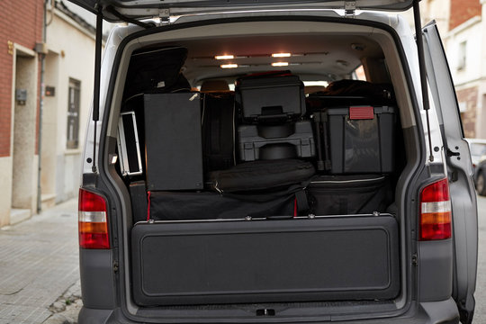 Van fully charged with cases and instruments