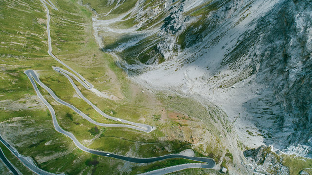 A switchback road.