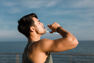 Fit couple taking a break after workout