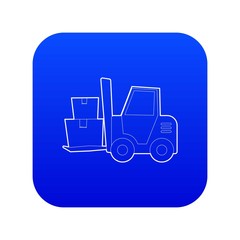 Forklift icon blue vector isolated on white background