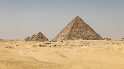 Fototapeta na wymiar Pyramid of Menkaure in Giza Pyramid Complex, Cairo, Egypt