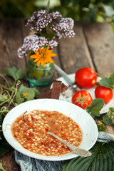 bread with tomato and basil